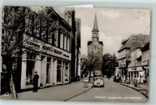 31515 W3050 Wunstorf Gebrauchsspuren Langestraße und Stadtkirche Oldtimer Fahrrad LKW