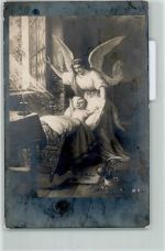 Baby in der Wiege . Das Fenster wird geöffnet Schutzengel 1920 Foto AK