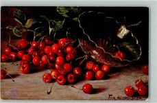 sign. Fritz Hildebrandt Früchte Kirschen Primus AK Stillleben