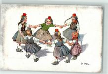 Nr. 222 Kinderreigen AK Hess. Tracht, Mandt Gebrauchsspuren