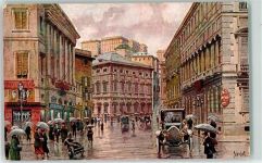 16100 Genova Künstlerkarte Piazza Fontane Marose Sign. Palombo E. Oldtimer