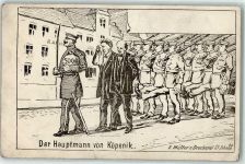 Der Hauptmann wird festgenommen Rückseite Gedicht Hauptmann von Köpenick Gebrauchsspuren