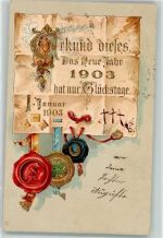 Neujahr Siegel Jahreszahl 1903 Prägedruck