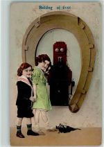 Großes Hufeisen , Kinder , Boldog uj evet - Neujahr AK Telefon 1910