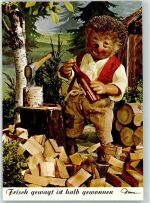 Frisch gewagt ist halb gewonnen Holz hacken Wein Nr.483 Mecki Foto AK