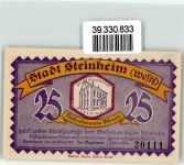 32839 W4939 Steinheim , Westf Notgeldschein Notgeld 25 Pfennig Kirche Stadtsparkasse