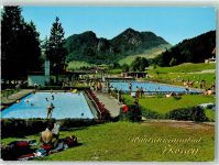6344 Kössen Foto AK Waldschwimmbad Schwimmbad Bademode Zeitung Kinder
