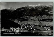 9813 Möllbrücke Foto AK Sommerfrische Kirche Berge Schnee