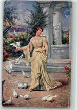 Frau Tauben Liebe Gäste Verlag F.H. und S.W. Nr.5013 Kränzle, J. Künstlerkarte