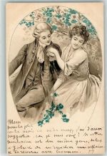 Galanter Handkuss AK Kuss 1900 Lithographie / Künstlerkarte