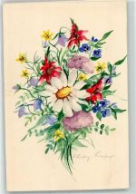 Blumenstrauss sign.L.linbig Bildkarte Handgemalt KEINE AK