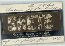 Grete Von allen Greten dieser Welt nur eine Grete mir gefällt Name auf AK 1904 Gebrauchsspuren