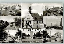 49808 W4450 Lingen Ems - Kath. Kirche Ev. Kirche Markt Ehrenmal Erdölraffinerie Oldtimer