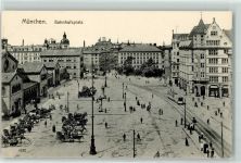 80331 W8000 München - Bahnhofsplatz Kutschen Litfaßsäule Straßenbahn