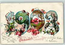 Neujahr Blumen Jahreszeiten Nr.873 Jahreszahl 1903 Gebrauchsspuren