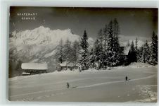 Grafenast 1925 Winter Skifahrer vor Berghütte