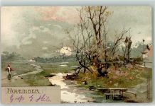 November Monatsgrüsse Serie II Verlag Seeger Guggenberger, T. 1901 Lithographie / Künstlerkarte