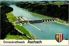 4082 Aschach an der Donau - Donaukraftwerk Fliegeraufnahme nur Scan beschnitten