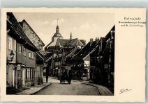 38350 W3330 Helmstedt Foto AK Braunschweiger Straße mit St. Marienberg Pferdekutsche