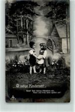 Kinder Tracht Spruch O selige Kinderzeit PM Nr.4249-2 Mühle 1920 Gebrauchsspuren