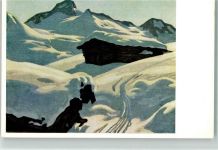 6293 Tux Winterlithographie sign. E. Lap Eggalm
