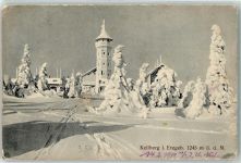 Klinovec Keilberg Gebrauchsspuren Winter Keilberghaus Aussichtsturm