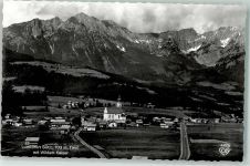 6306 Söll Foto AK Luftkurort 703 m Tirol mit Wildem Kaiser Kirche