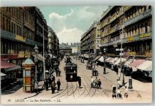 59000 Lille 1914 - la Rue Faidherbe Straßenbahn Litfaßsäule