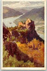 Aggstein sign. Schmidt Rud. Donau Dampfschifffahrtsgesellschaft Burg / Schloss Künstlerkarte