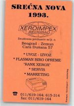 Beograd Belgrad 1993 KEINE AK Xeroimpex Neujahrswünsche 1993