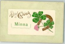 Minna Kleeblätter Hufeisen Name auf AK 1906 Prägedruck