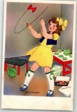 Mädchen beim Jonglierspiel im Kinderzimmer Schermele, W. Künstlerkarte