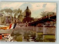 75000 Paris Künstlerkarte Le Pont des Arts sign. Paul D. Fauce