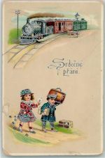 Kinder Srdecne i prani Glückwunsch Eisenbahn Gebrauchsspuren