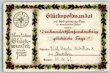 Glückwunsch Kleeblatt Veilchen Tannenzweig Neujahr