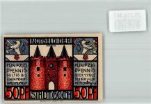 47574 W4180 Goch 1922 Notgeldschein 50 Pfennig Steintor