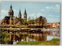 63500 W6453 Seligenstadt , Hess 1952 Foto AK Abtei Kirche Frachtkahn