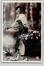 Frau Blumen Korb Neujahr 1911