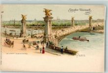 75000 Paris 1900 Lithographie Ausstellung Pont Alexandre