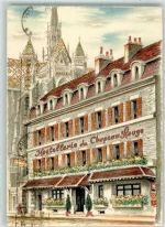 21000 Dijon 1958 Künstlerkarte Hotel du Chapeau Rouge Kirche