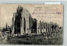 Langemark Langemarck 1916 Foto AK Kirche Ruine Friedhof Feldpost WK I 46.Reserve-Div.