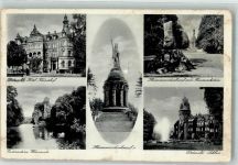 32756 W4930 Detmold Foto AK Hermanns- Denkmal Hotel Kaiserhof Externsteine Denkmal Bismarckstein Schloss