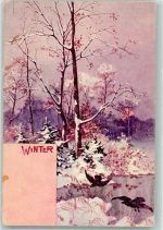 Winter Raben Jahreszeit Künstlerkarte