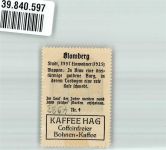 32825 W4933 Blomberg , Lippe Vignette Wappenmarke Kaffee Hag Nr. 4