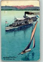 Salondampfer Wittelsbach am Starnberger See Raddampfer 1921 Gebrauchsspuren