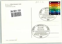 Faksimile Unterschrift SST Friedensnobelpreis Brandt, Willy Ganzsache
