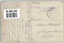 71260 Peronne 1916 Gebrauchsspuren Feldpost WK I 26.Inf.Div. Ort handschriftlich