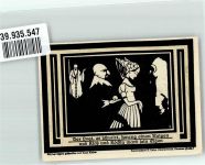 08209 O9700 Auerbach , Vogtl 1921 Notgeldschein Gutschein über 75 Pfennig Stadtwappen Scherenschnitt Landvogt mit Kloß und Köchin von Hans Kinder