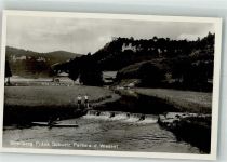 91344 W8551 Streitberg , Oberfr Foto AK Wiesentwehr unterhalb der Burgruine Neideck