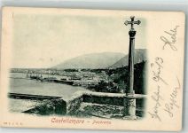 91014 Castellamare del Golfo Foto AK Denkmal Kreuz Säule Hafen